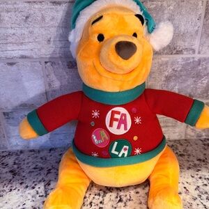 Disney Winnie the Pooh Christmas Plush With Santa Hat and Sweater